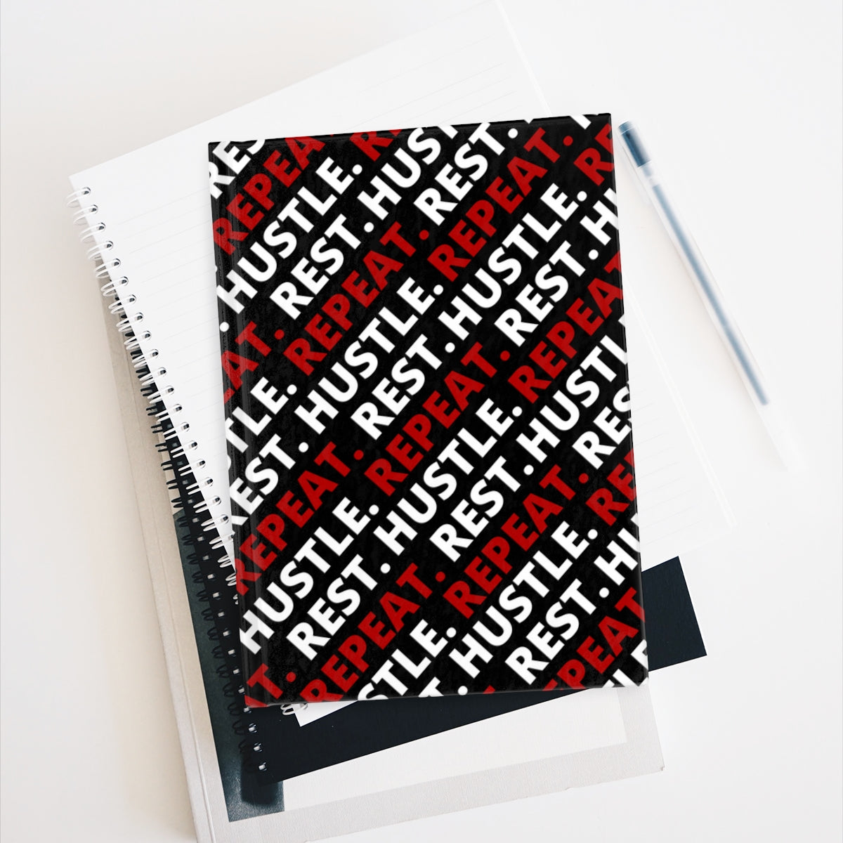 Hustle. Rest. Repeat. - Journal - Black - Ruled Line