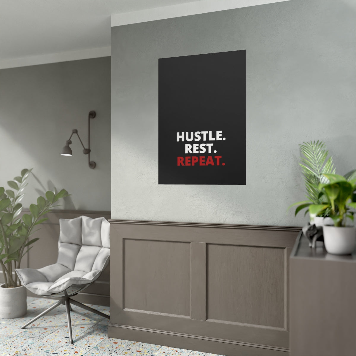 Hustle. Rest. Repeat. - Black - Poster