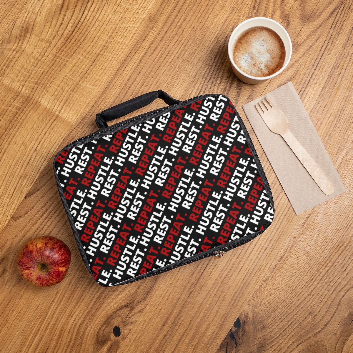 Hustle. Rest. Repeat. Lunch Bag - Black