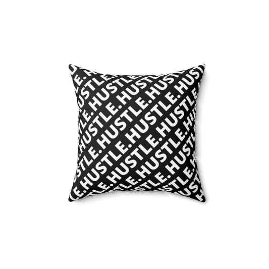 Hustle Spun Polyester Square Pillow - Black