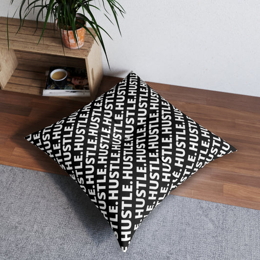 Hustle Tufted Floor Pillow, Square - Black