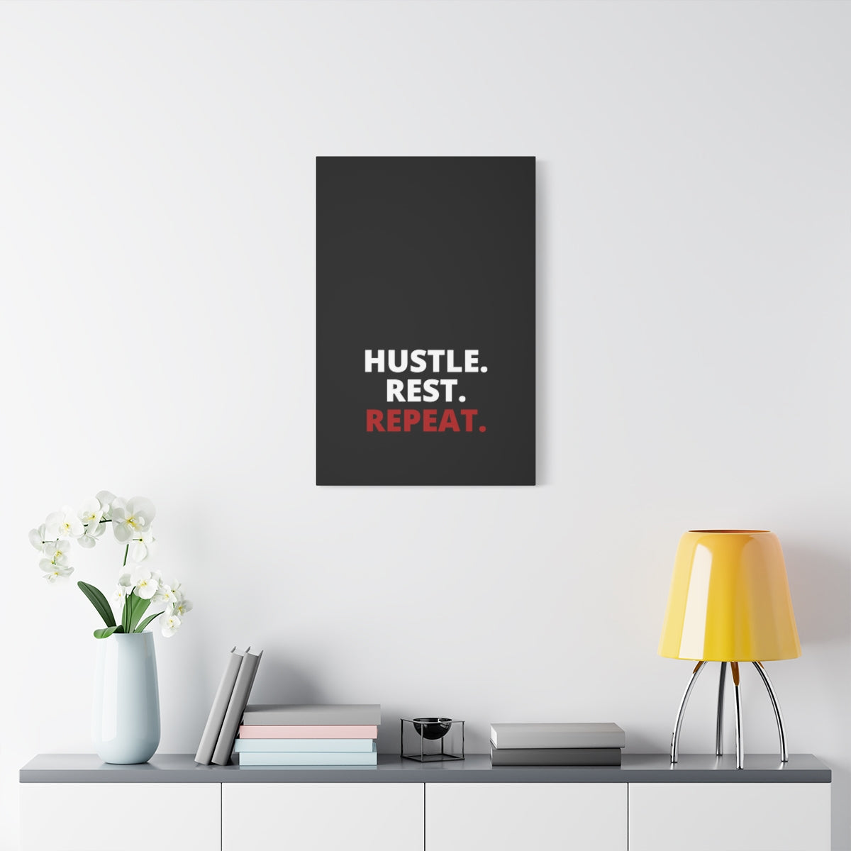 Hustle. Rest. Repeat. - Black - Matte Canvas, Stretched, 1.25"