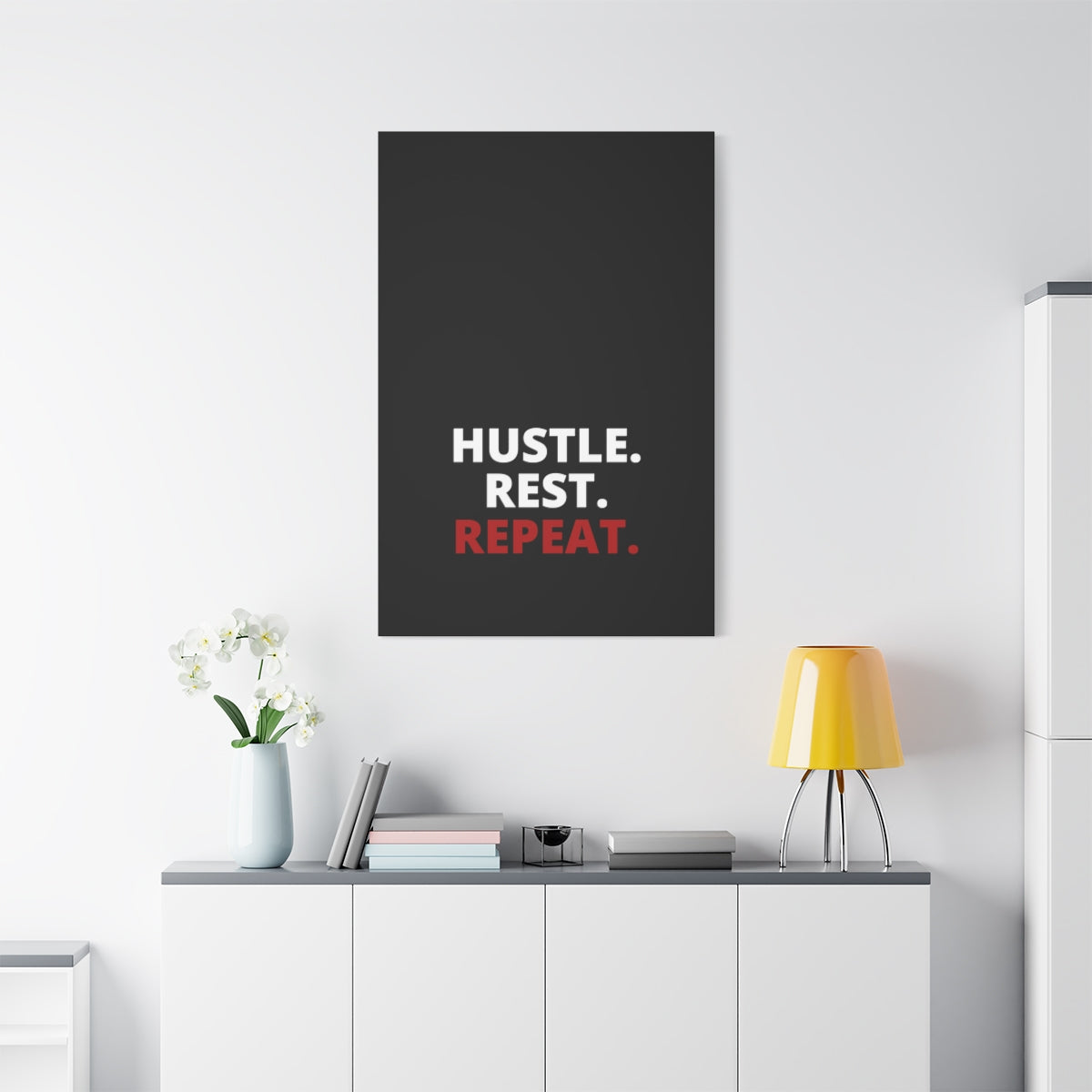 Hustle. Rest. Repeat. - Black - Matte Canvas, Stretched, 1.25"