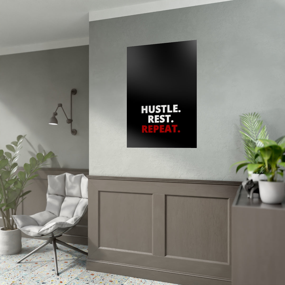 Hustle. Rest. Repeat. - Black - Poster