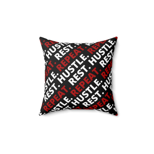 Hustle. Rest. Repeat. Spun Polyester Square Pillow - Black