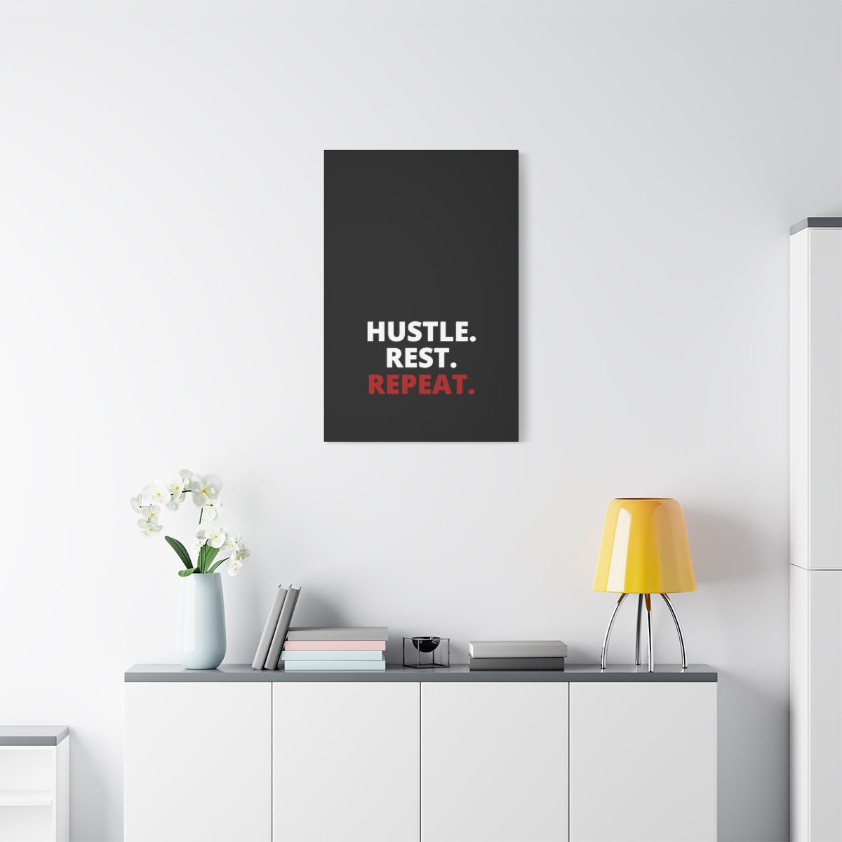 Hustle. Rest. Repeat. - Black - Matte Canvas, Stretched, 1.25"