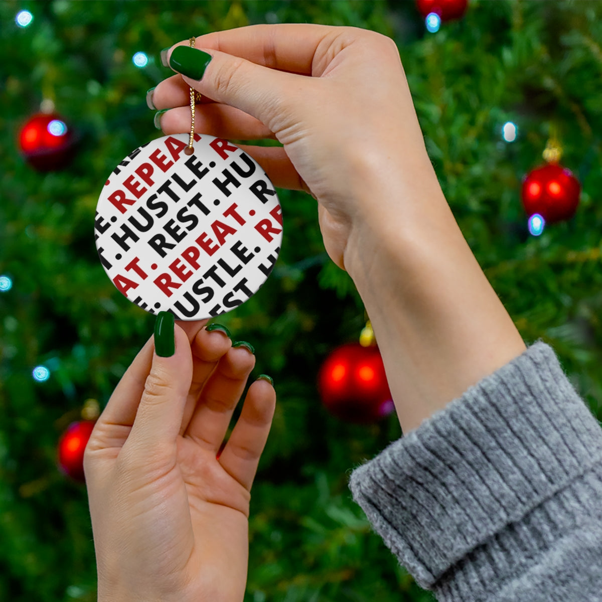 Hustle. Rest. Repeat. Ceramic Ornament, 1-Pack