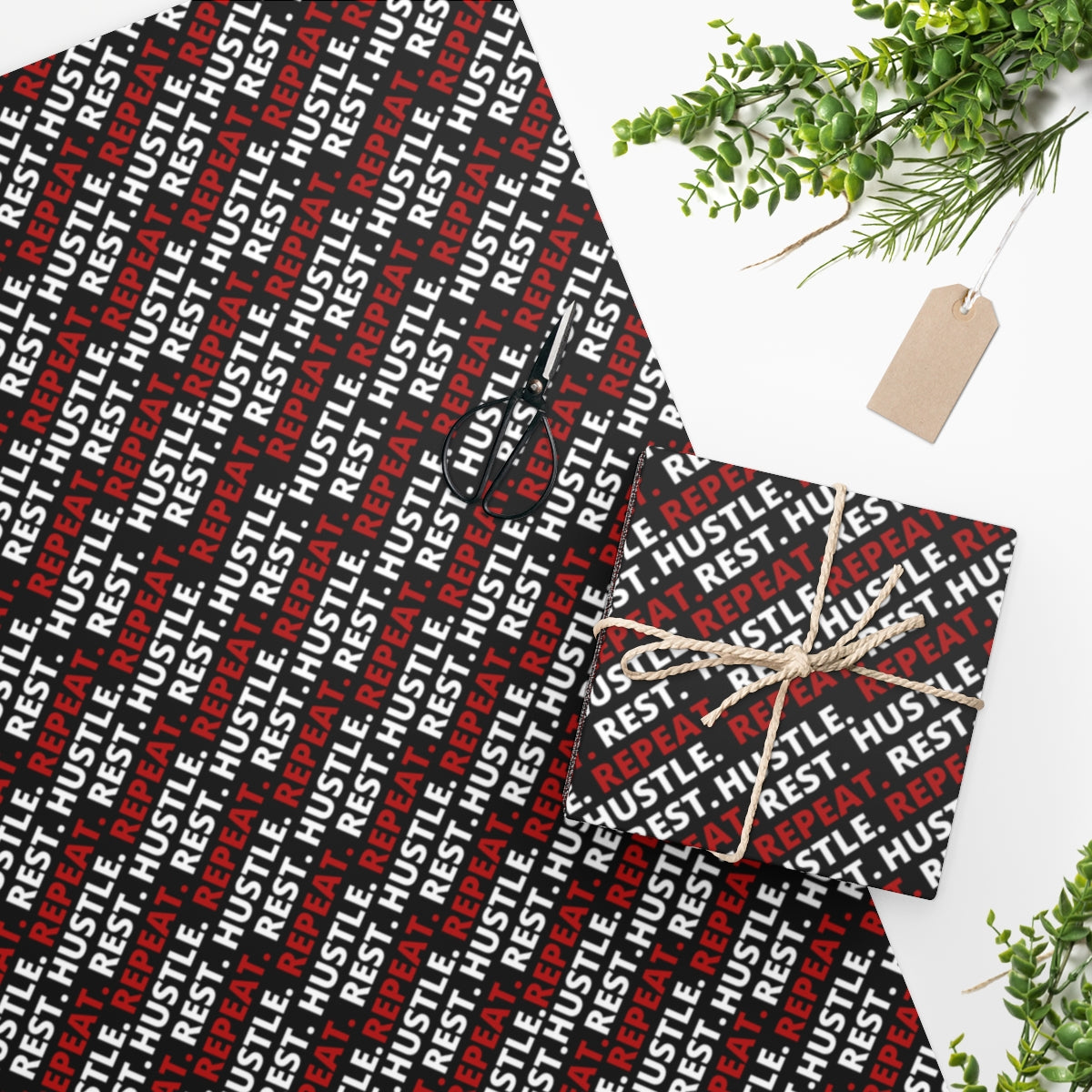 Hustle. Rest. Repeat. Wrapping Paper - Black