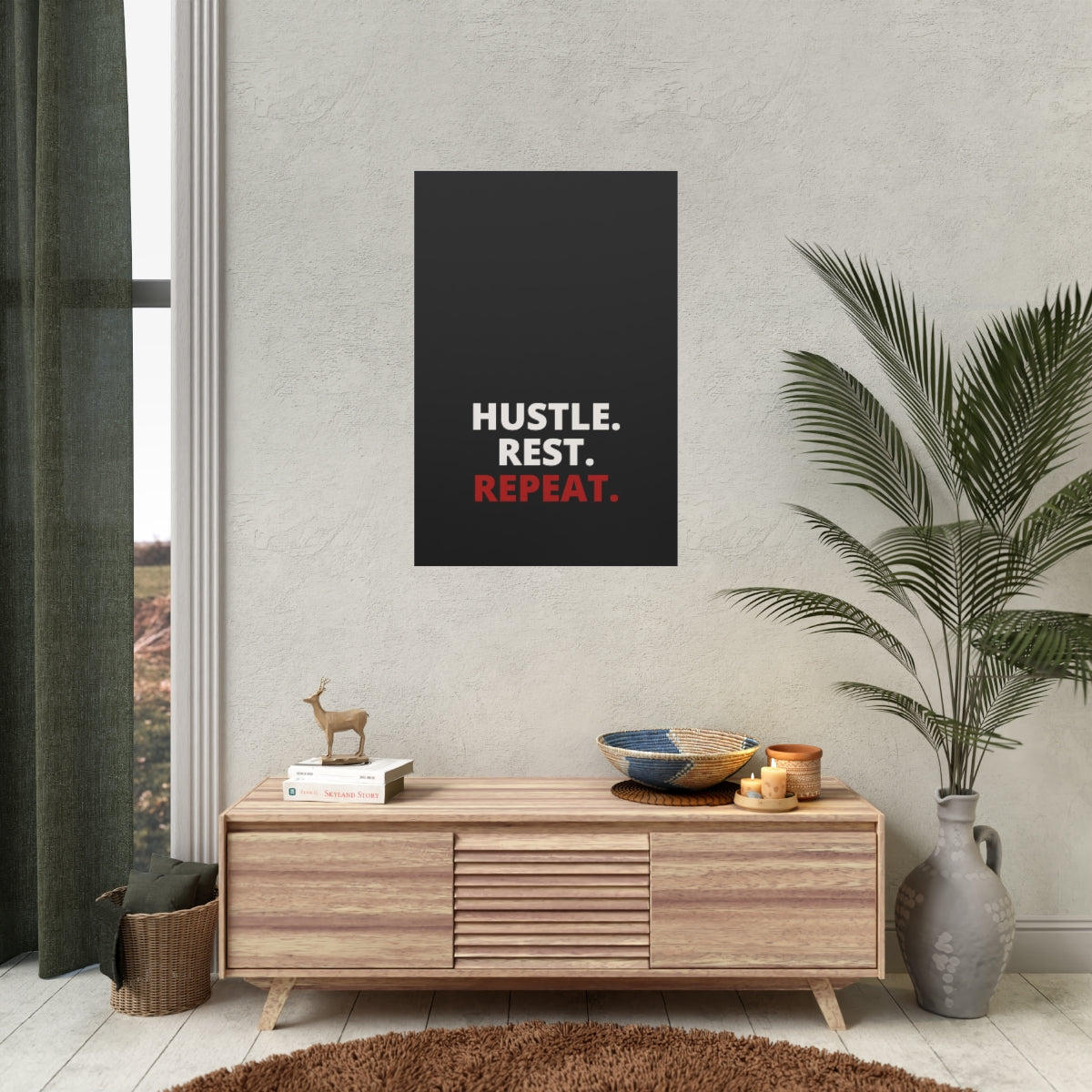 Hustle. Rest. Repeat. - Black - Poster