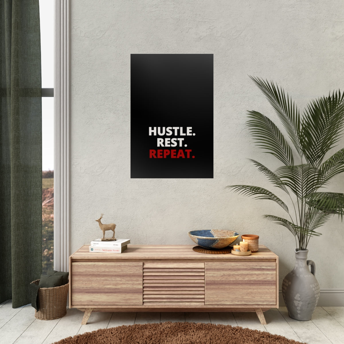 Hustle. Rest. Repeat. - Black - Poster