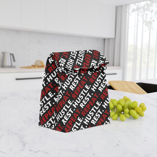 Hustle. Rest. Repeat. Polyester Lunch Bag - Black