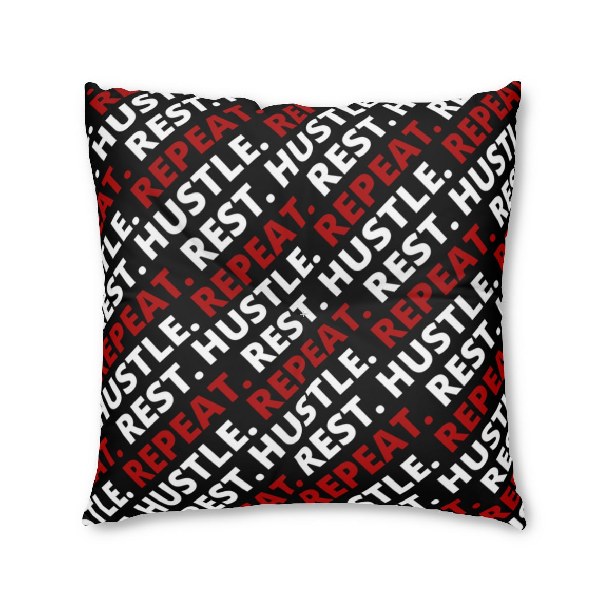 Hustle. Rest. Repeat. Tufted Floor Pillow, Square - Black