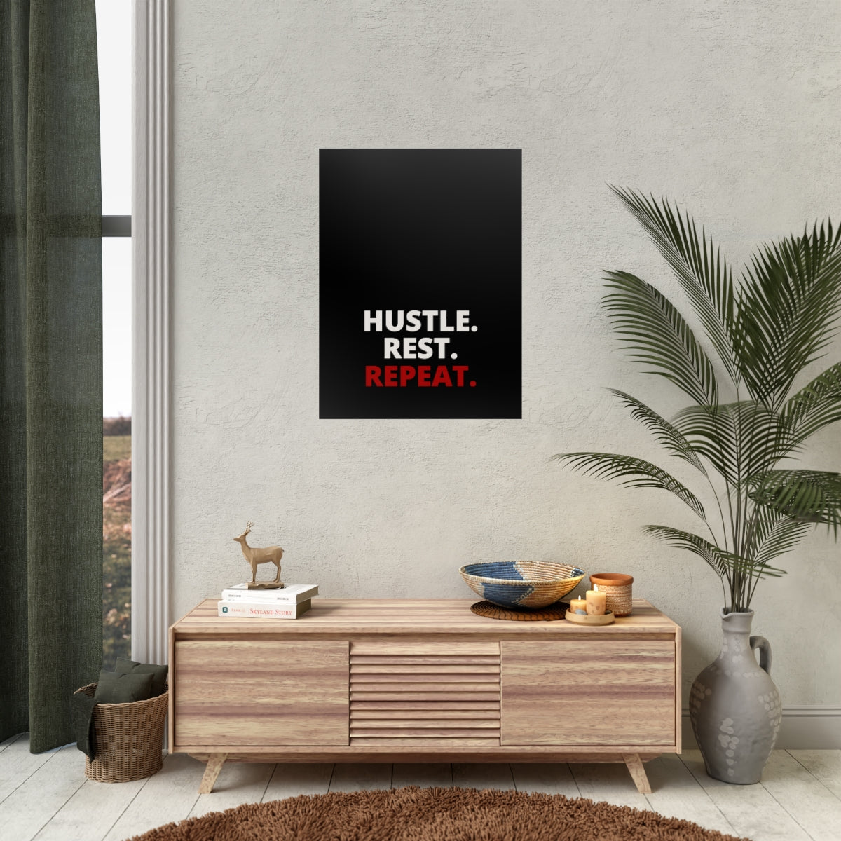 Hustle. Rest. Repeat. - Black - Poster