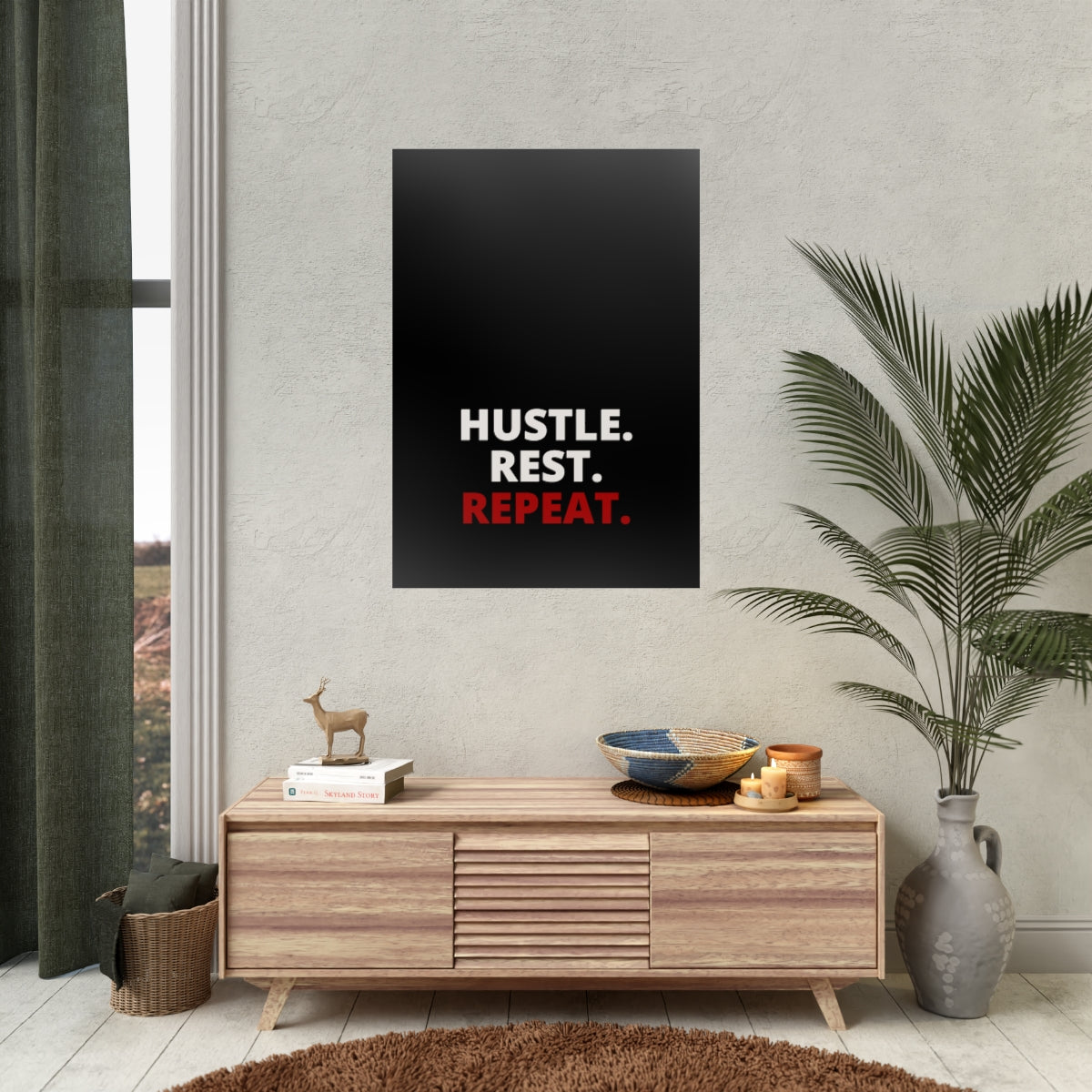 Hustle. Rest. Repeat. - Black - Poster