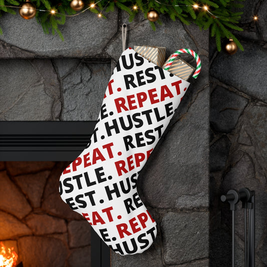 Hustle. Rest. Repeat. Santa Stocking